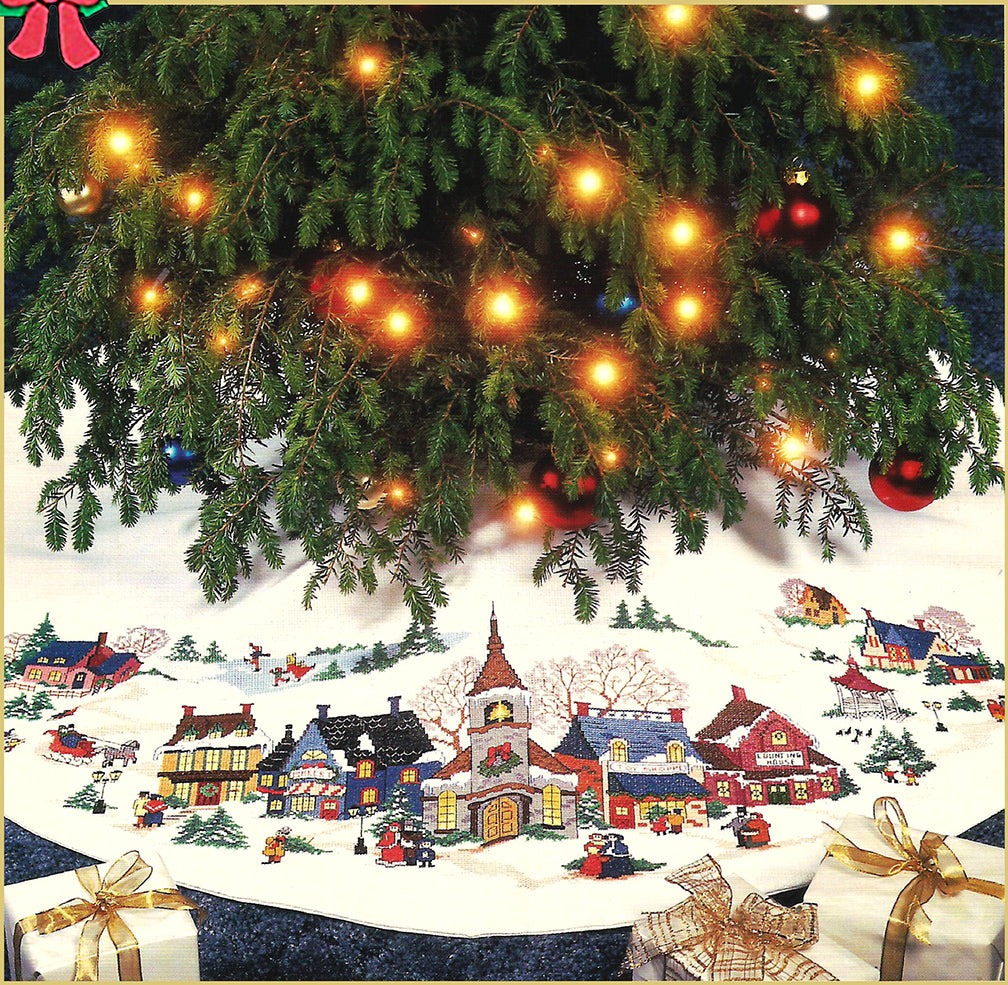 Dimensions yuletide village tree skirt counted cross stitch kit online