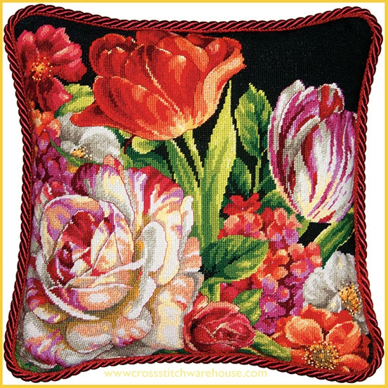 Bouquet On Black - NEEDLEPOINT