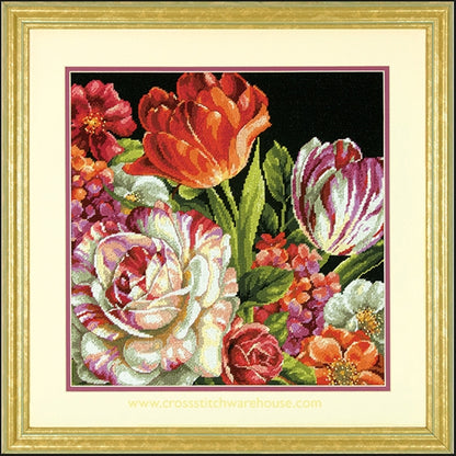 Bouquet On Black - NEEDLEPOINT