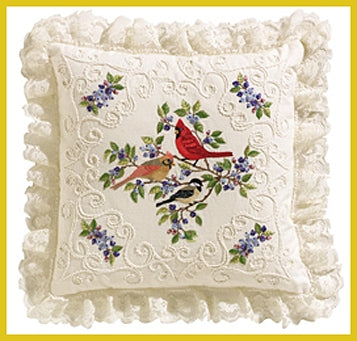 PILLOW - Birds & Berries CANDLEWICK