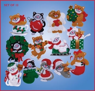 Lots Of Kittens Ornaments  Set of 13