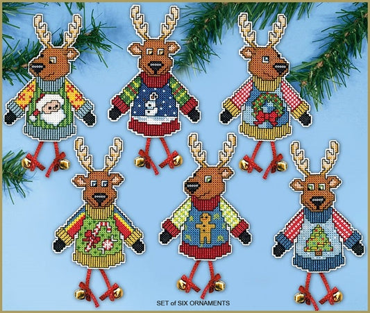 Ugly Sweater Reindeer Ornaments