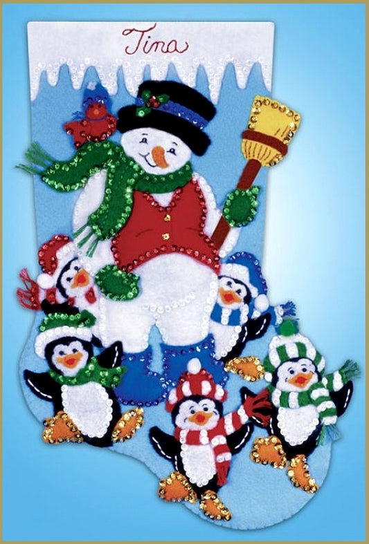 Snowman with Penguins Stocking