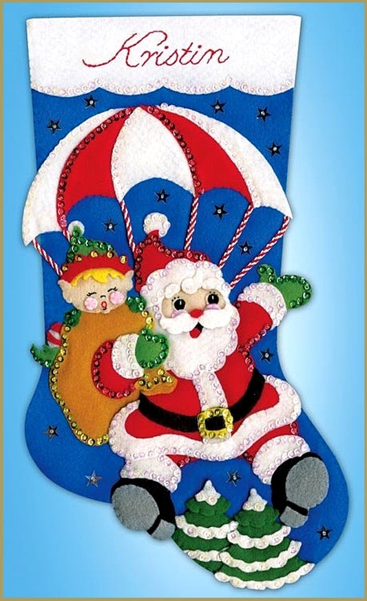 Skydiving Santa Stocking