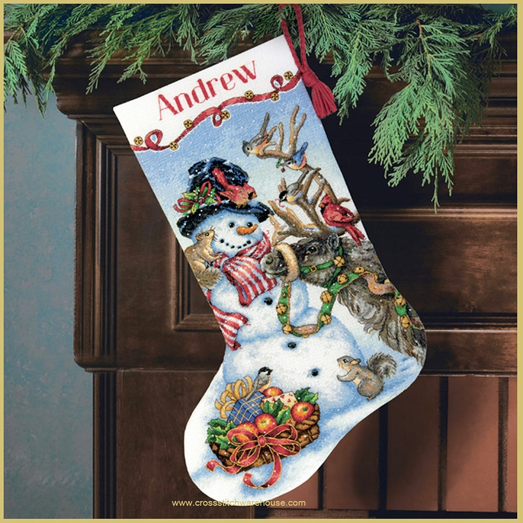 Snowman Gathering Stocking