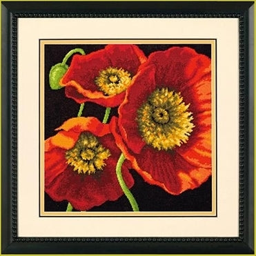 Red Poppy Trio  NEEDLEPOINT