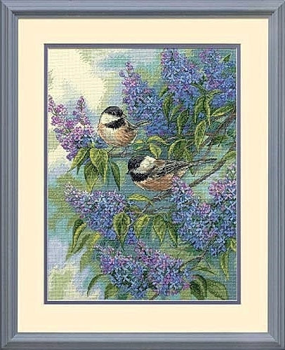 Chickadees and Lilacs  GOLD