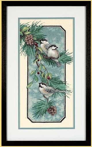 Chickadees on A Branch  STAMPED