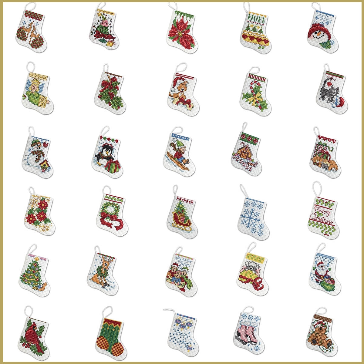 ORNAMENTS - More Tiny Stockings - Set of 30