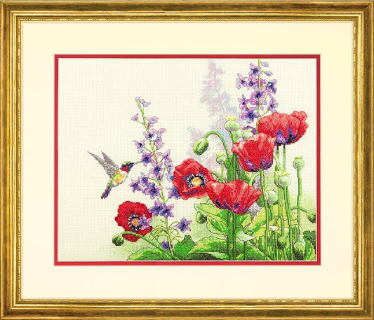 Hummingbird And poppies - CROSS STITCH