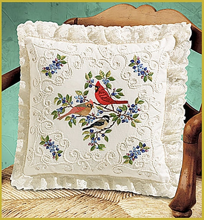 PILLOW - Birds & Berries CANDLEWICK