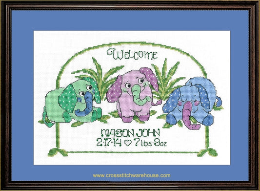 Baby Elephant BIRTH RECORD - CHART & FABRIC