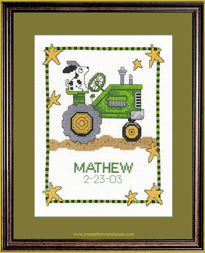 Tractor BIRTH RECORD - CHART & FABRIC – Crossstitchwarehouse.com