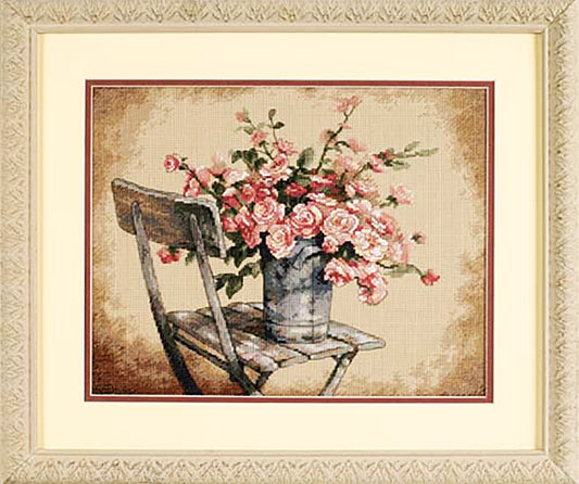 Roses On White Chair