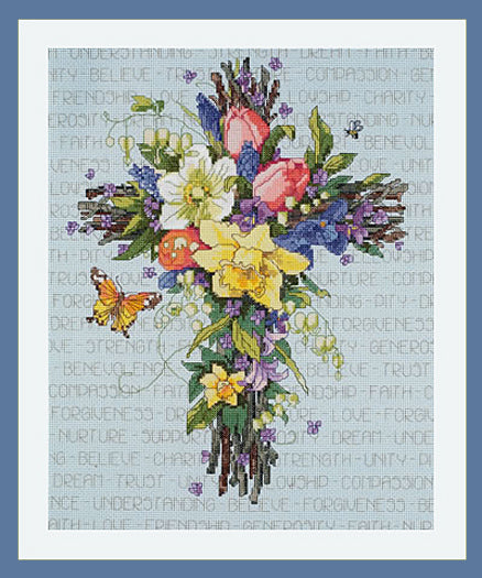 Floral Cross - SPRING - CHART ONLY – crossstitchwarehouse.com