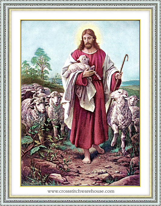 The Good Shepherd - on 14ct. Antique White Aida