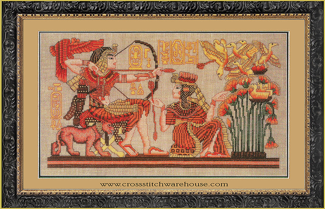 Egyptian Temple Scene - 28ct Tea Dyed Monaco