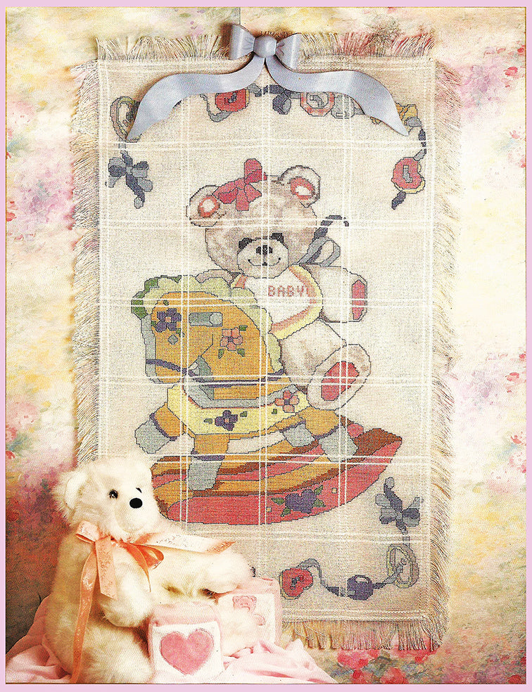 Teddy Bear On Rocking Horse BABY AFGHAN