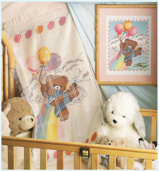 Teddy Bear And Balloons BABY AFGHAN