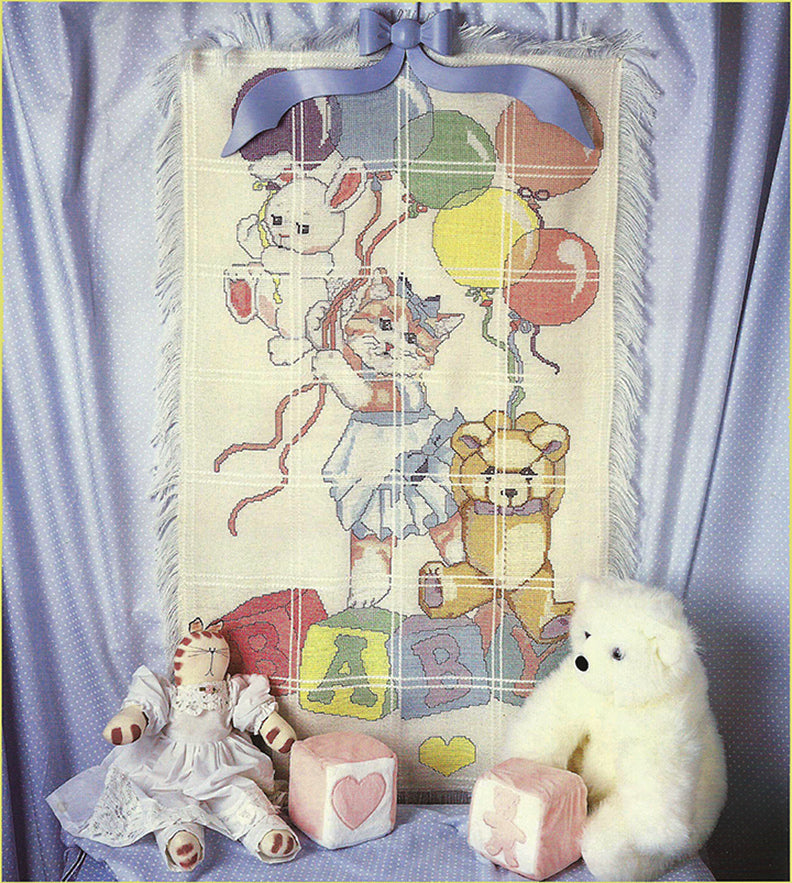 Bunny, Cat and Teddy Bear BABY AFGHAN