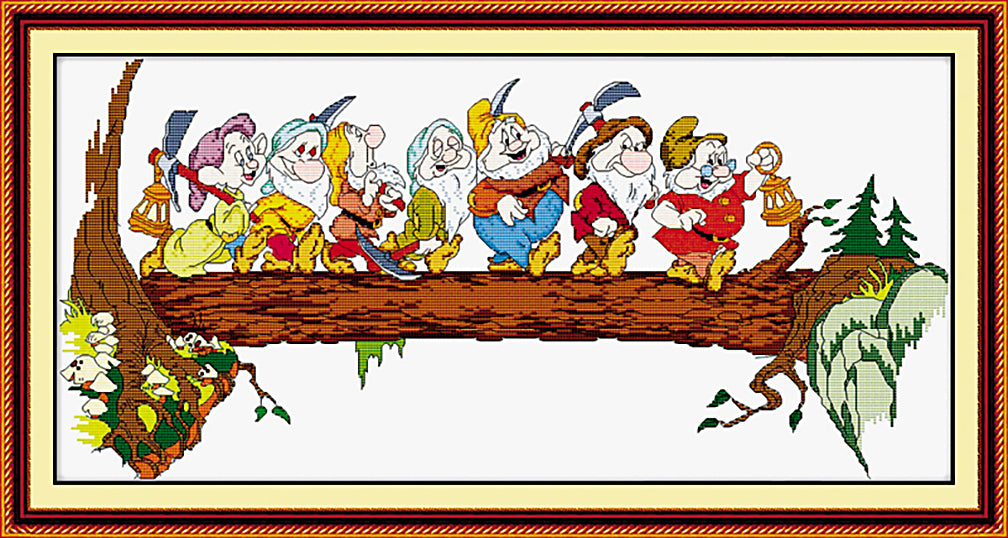 Disney - Seven Dwarfs on 14ct. White Aida.