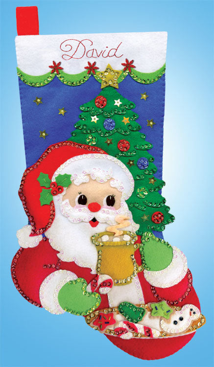 Hello Santa, Cocoa & Cookies FELT STOCKING