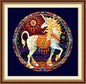 Southwest Unicorn Tribal Art Navy Aida