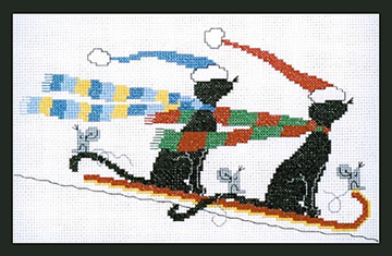 Picture of Sledding Cats - CHART & FABRIC