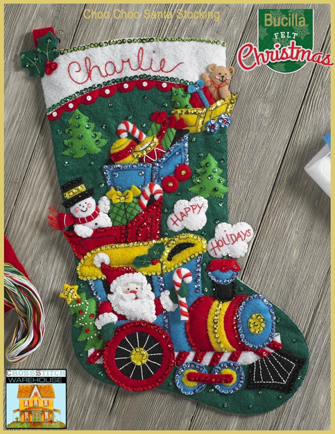 Choo Choo Santa Felt Christmas Stocking Kit - Felt Stocking Kits at Weekend  Kits