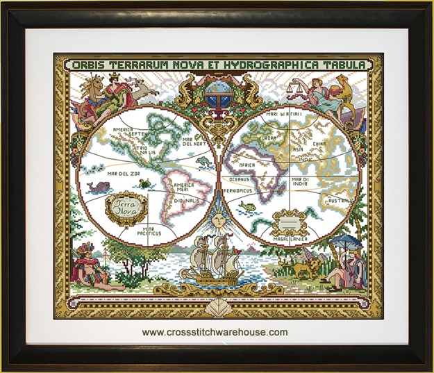 Olde World Map by Janlynn Platinum Collection Counted Cross Stitch Kit 